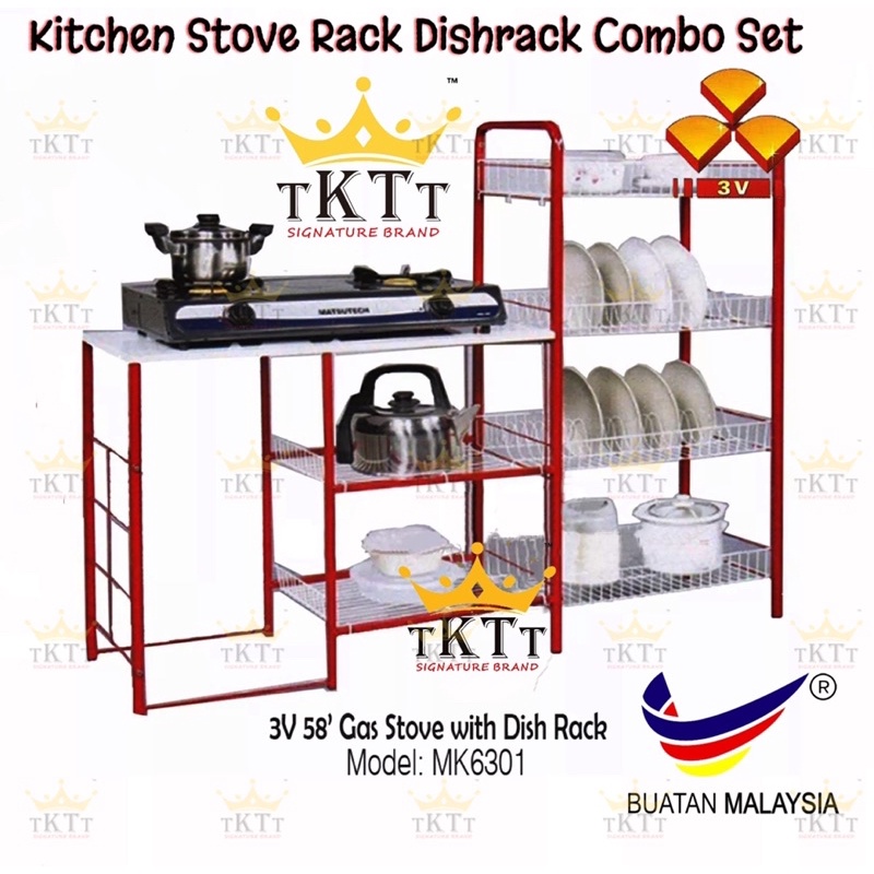 TKTT 3V Mekko Metal Stove Rack Dishes Rack Combo Powder Coating Steel ...