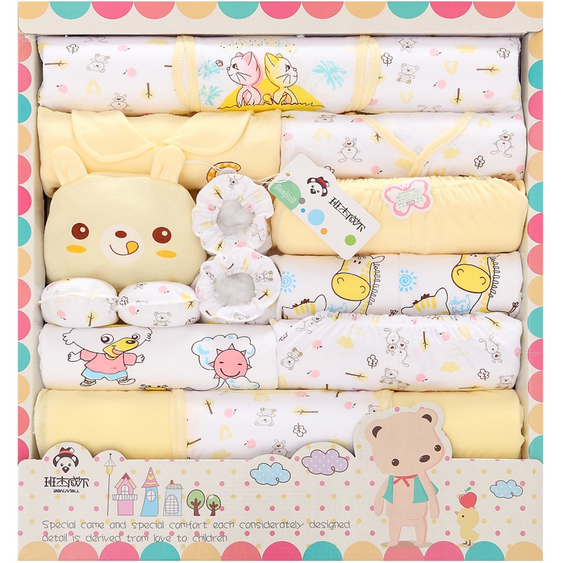 100% Cotton Newborn Baby Gift Set 18 Piece Set Baby Clothing Gift Box ...