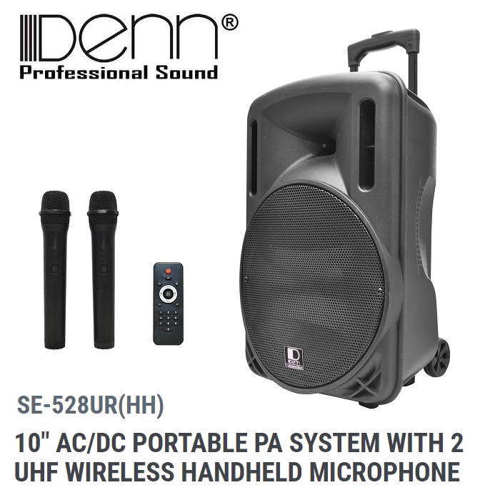 DENN SE-528UR(HH) AC/DC Portable PA System (2 Handheld Microphones ...