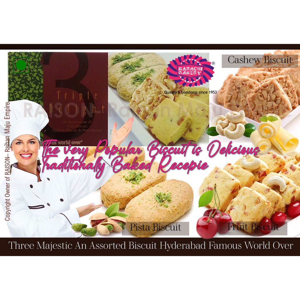 Karachi Bakery Triple Delight Biscuits Fruit, Cashew and Pista, 600gm