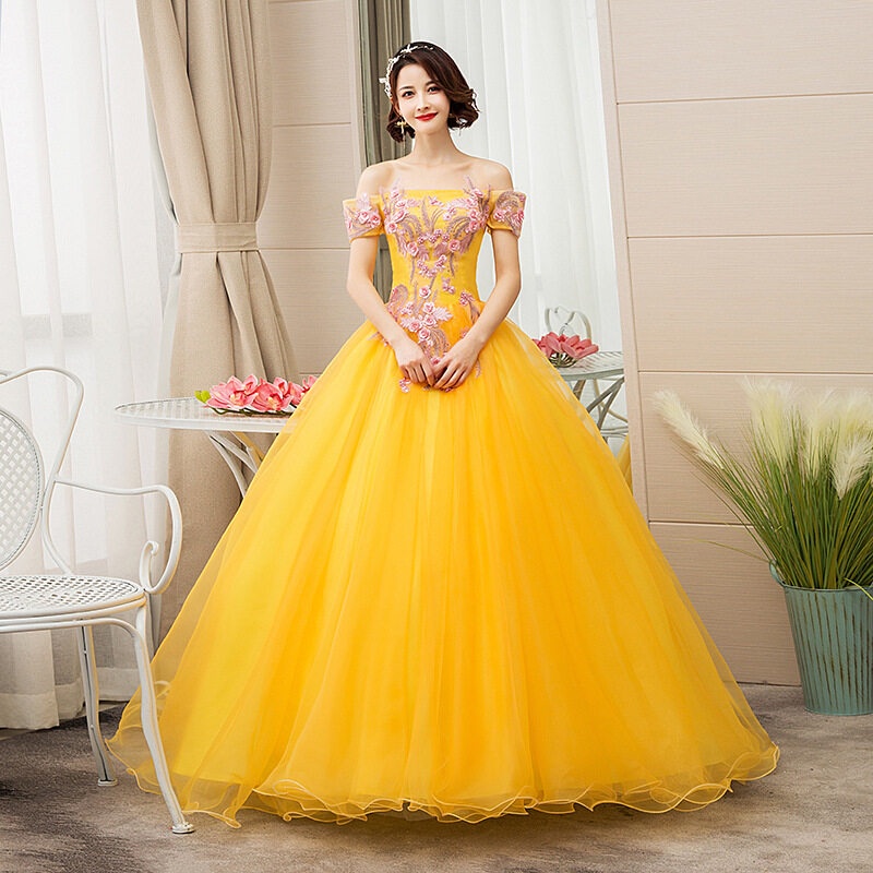 Yellow sales fluffy dress