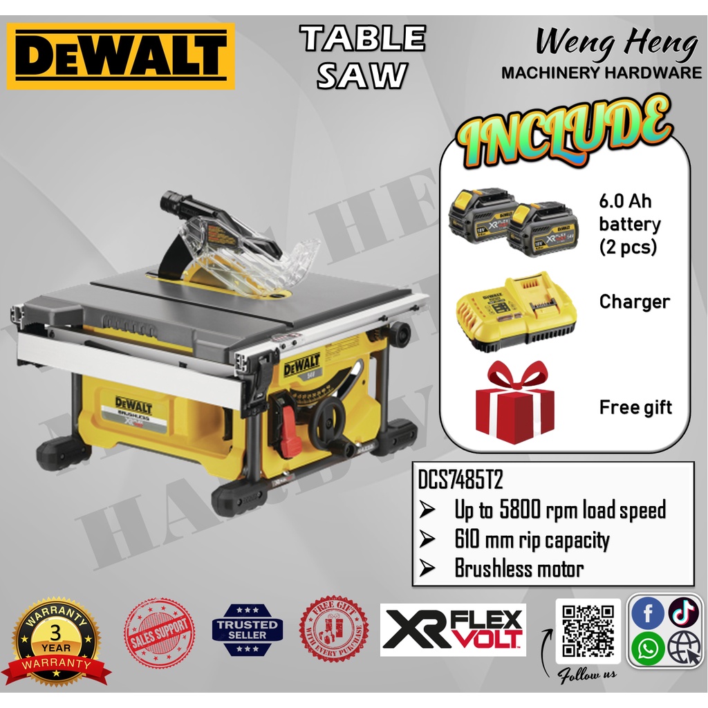 Dewalt 54V XR FLEXVOLT Brushless Cordless 210mm Table Saw Model