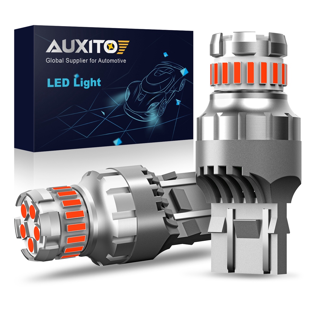 AUXITO 2Pcs T20 7443 W21/5W WY21W LED Canbus Strobe 4 Time Flash Car ...