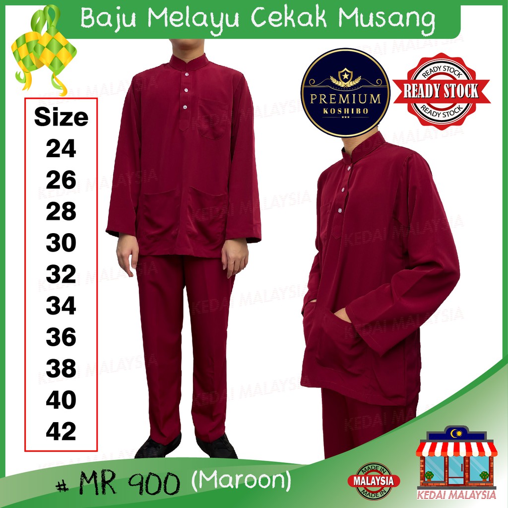 Baju Melayu Cekak Musang Set🕌 Baju Melayu Slim Fit Cekak Musang Warna