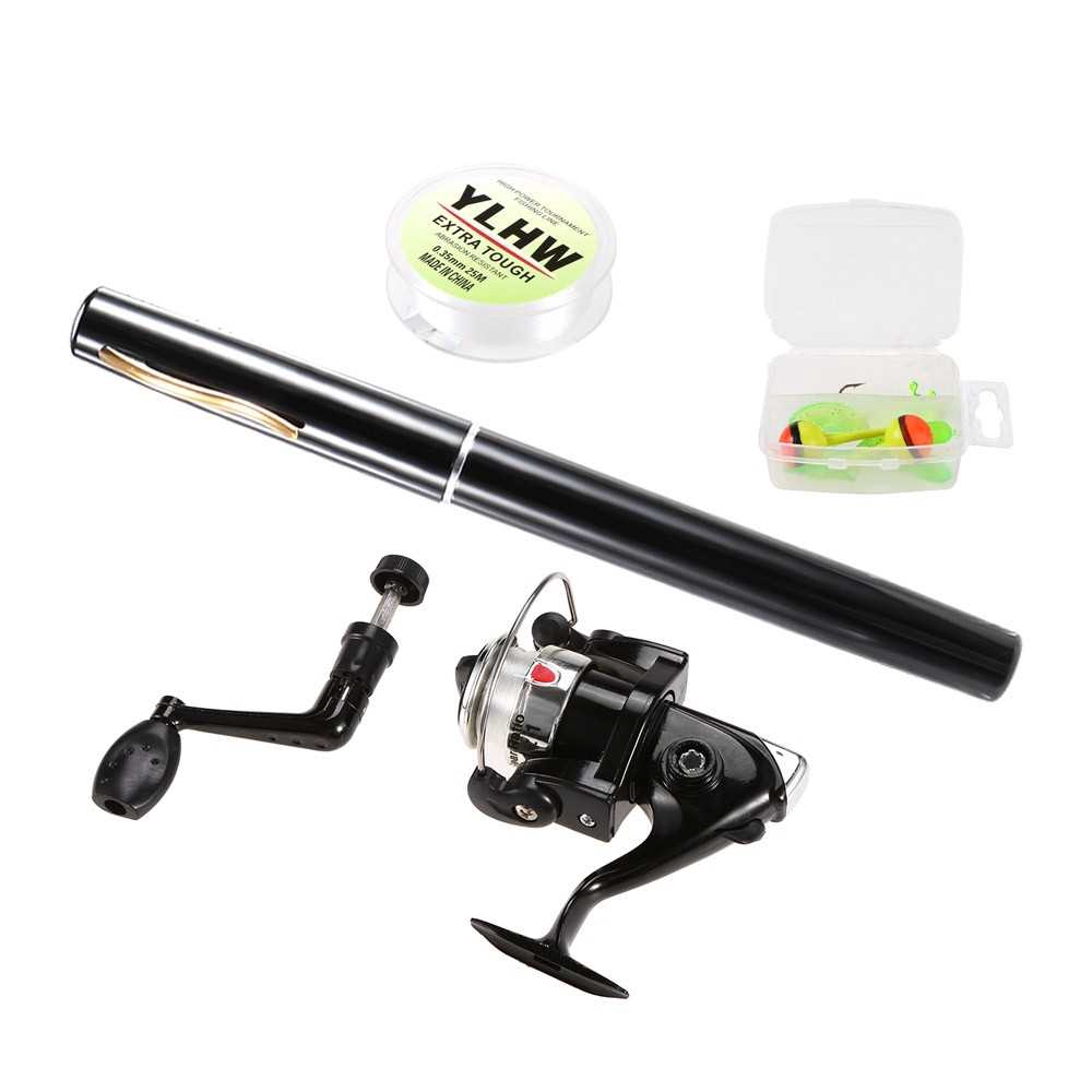 Black Fishing Pen Compact Rod And Reel