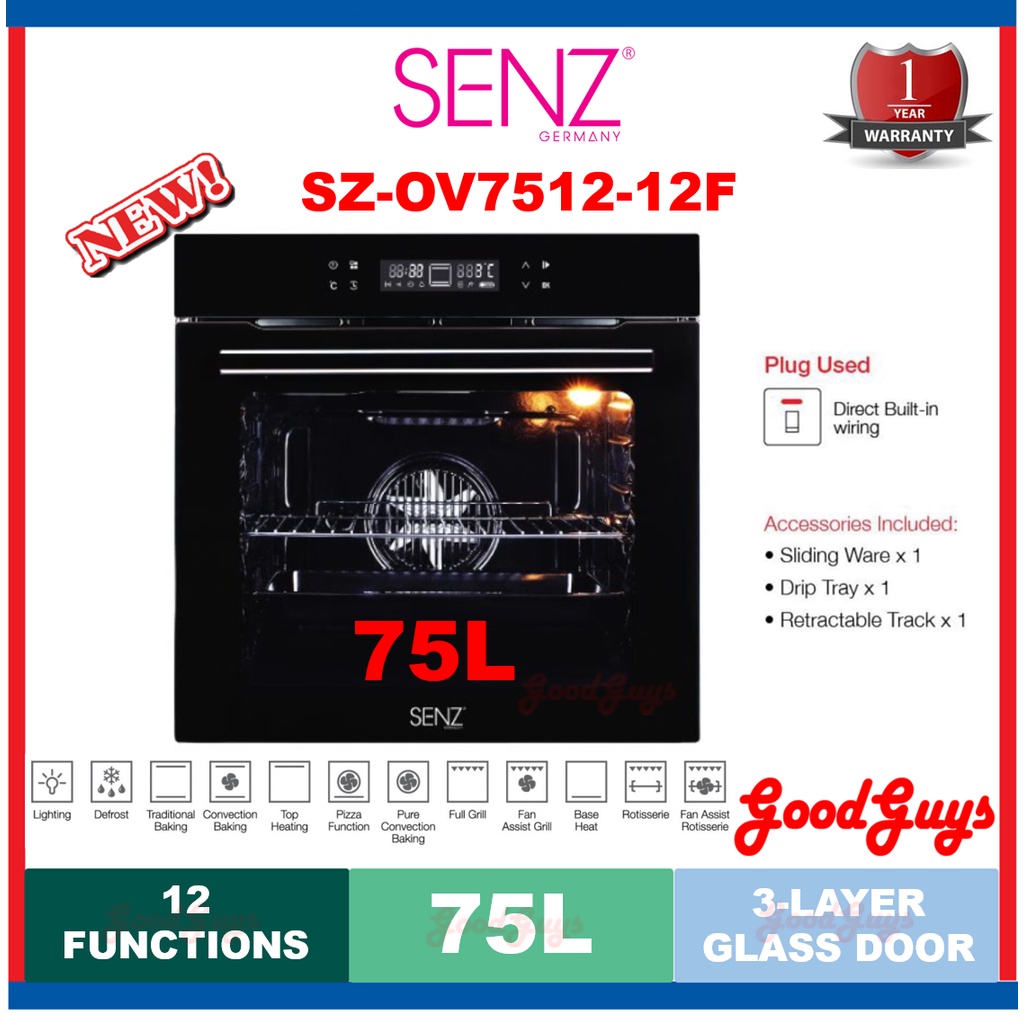 SENZ SZOV751212F 75L BuiltIn Fully Digital Multioven With 12 Cooking