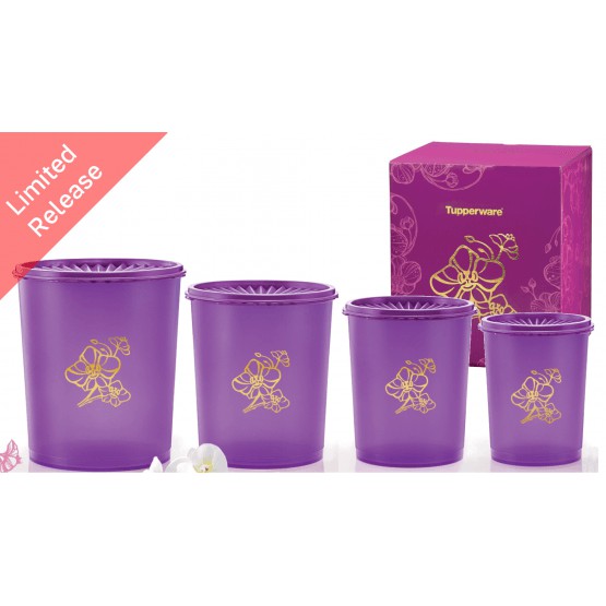 [Limited Release] Tupperware Golden Flora Deco Canister Set (4