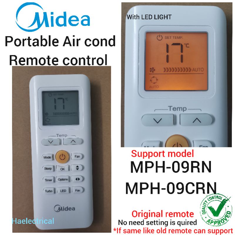 midea portable air cond remote control MPH-09RN MPH-09CRN | Shopee Malaysia