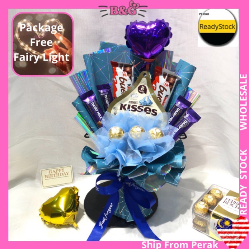 Gubahan Chocolate Box dengan Bobo Ballon -   Chocolate bouquet diy, Chocolate  flowers bouquet, Balloon bouquet diy
