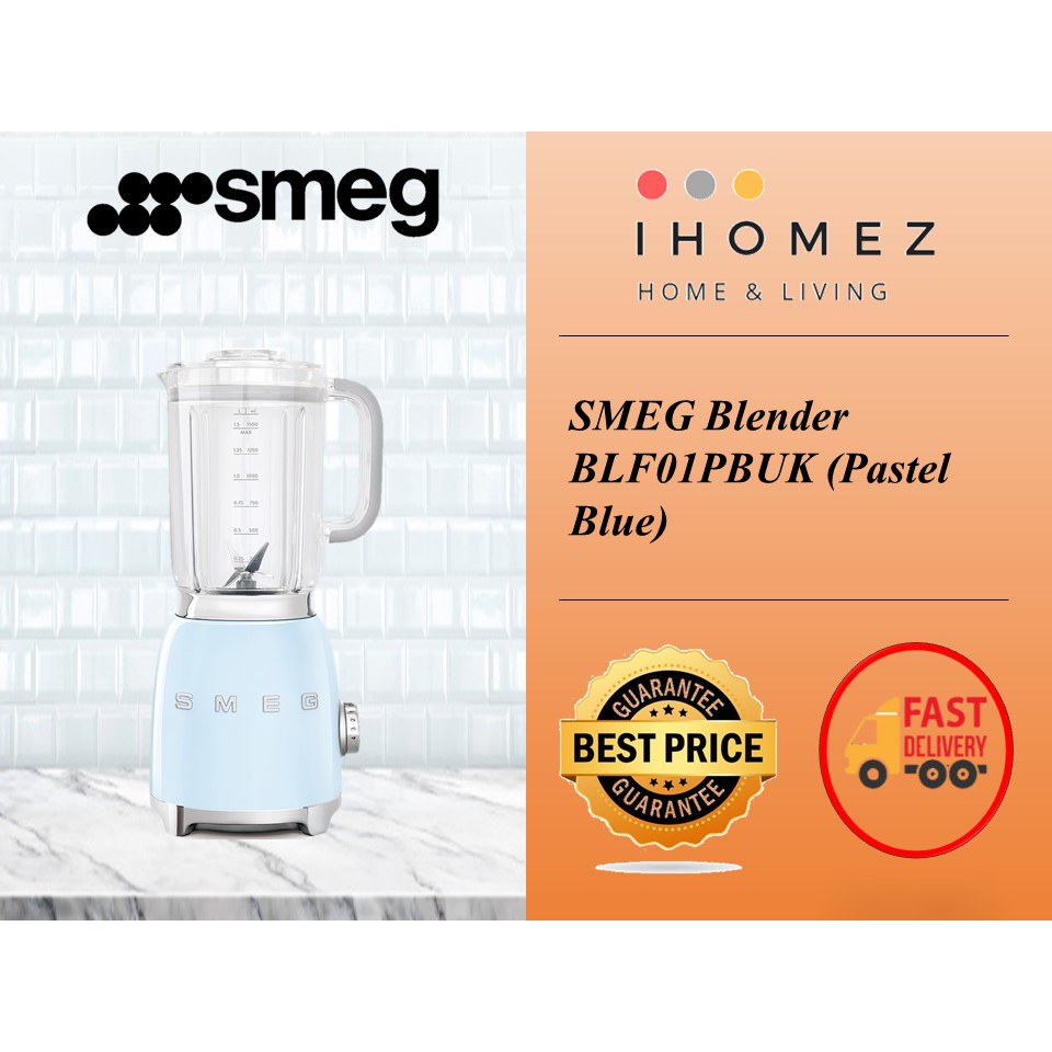 SMEG Blender BLF01PBUK (Pastel Blue) 1.5 Liter 4 Speeds Stainless Steel