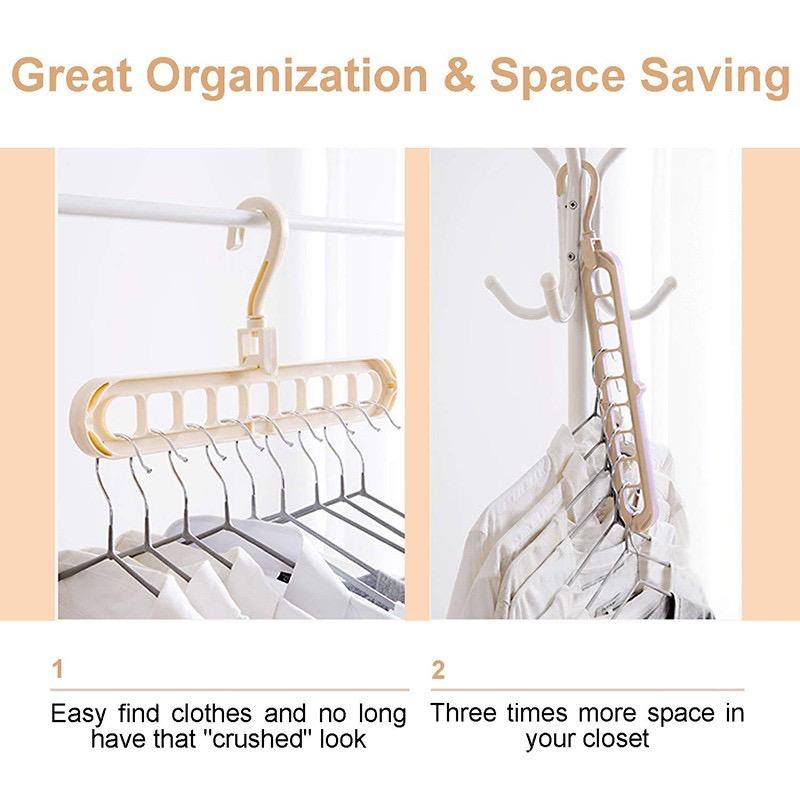 9 Hole Rotating Multi-function Clothes Hanger Folding Magic Wardrobe ...
