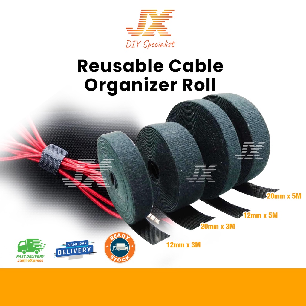 Reusable Fastening Cable Adjustable Cord Tie Microfiber Hook Loop Cords ...