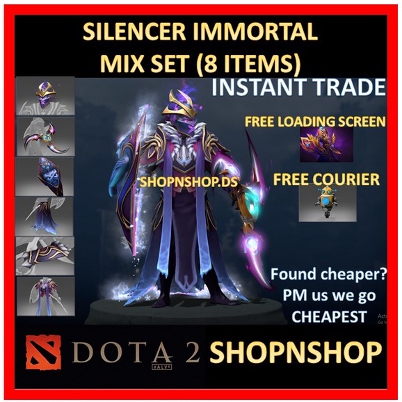 DOTA 2 Silencer Immortal Mixed Set 8 Items Dam arakan Muzzle