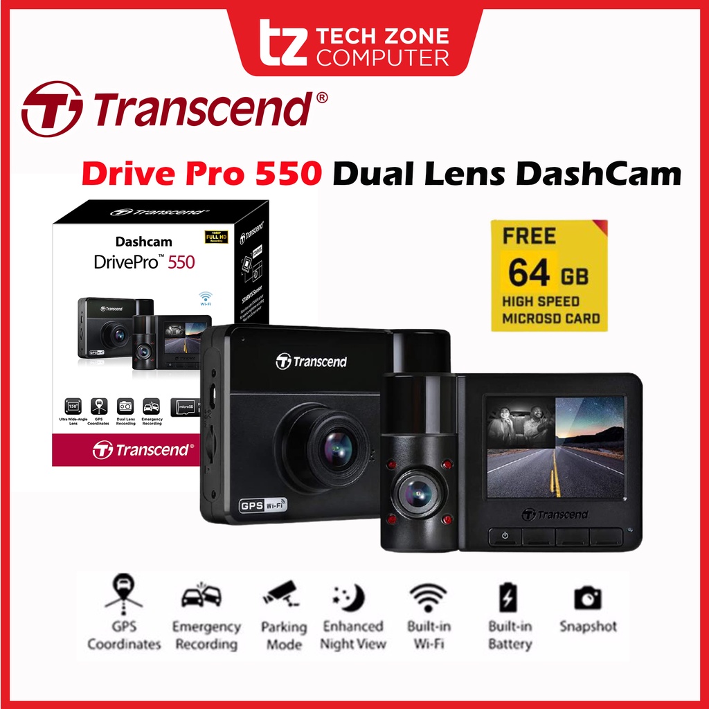 Transcend Drivepro Dp Dashcam Dual Lens Sony Sensor Wifi