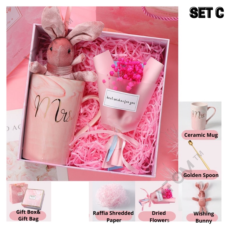 VTOM Pinky Cute Wishing Bunny Plush Toy Gift Box Set Woman Girls