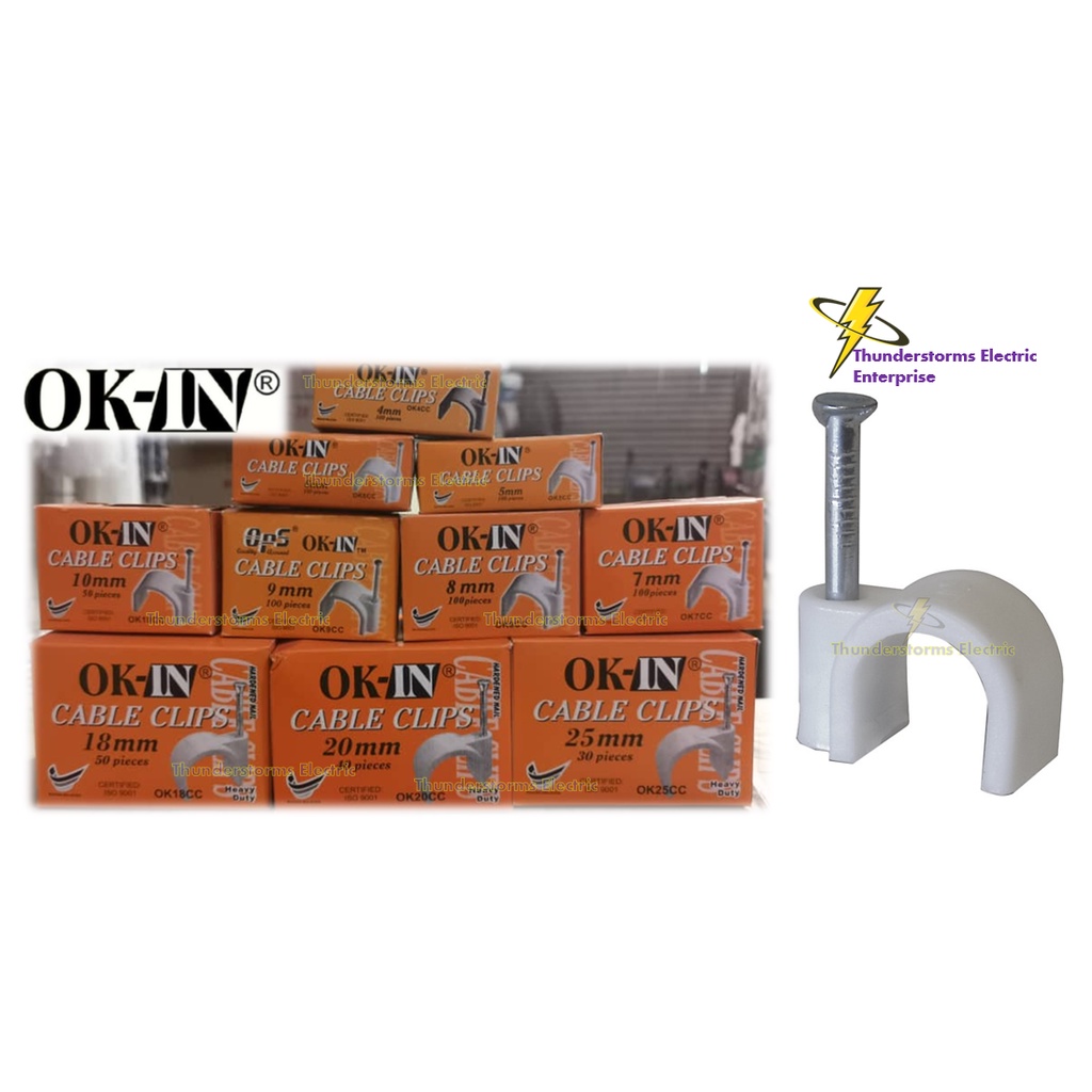 OKIN PVC Cable Clip/Wire Clip/PVC pipe clip 4mm 5mm 6mm 7mm 8mm 9mm