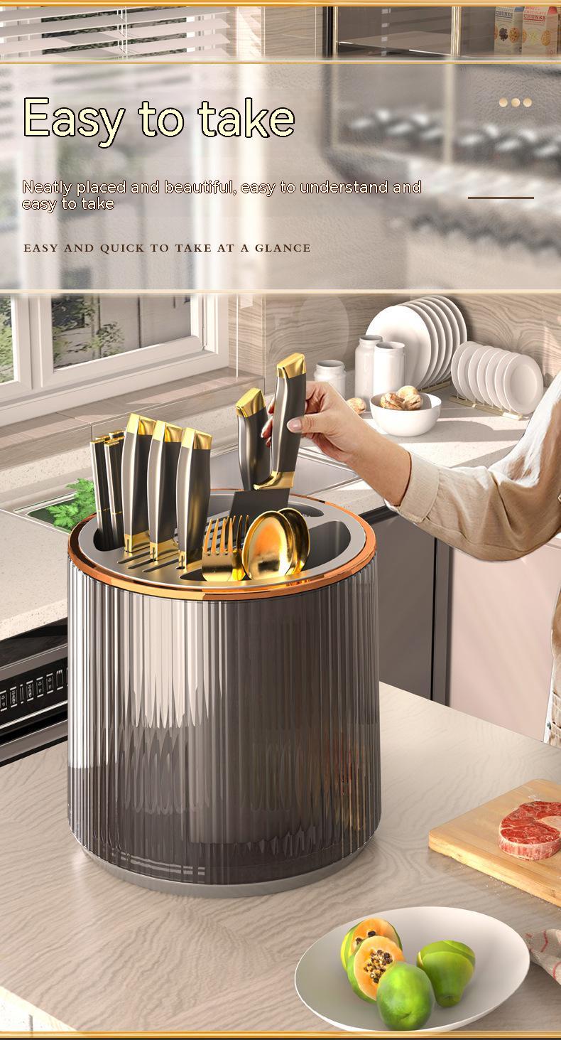 Transparent Rotatable Knife Chopstick Drain Storage Rack ...