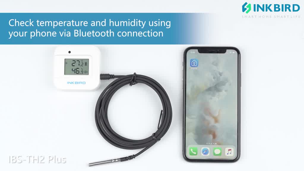 INKBIRD IBS-TH2 Plus Temperature and Humidity Hygrometer Bluetooth Data ...