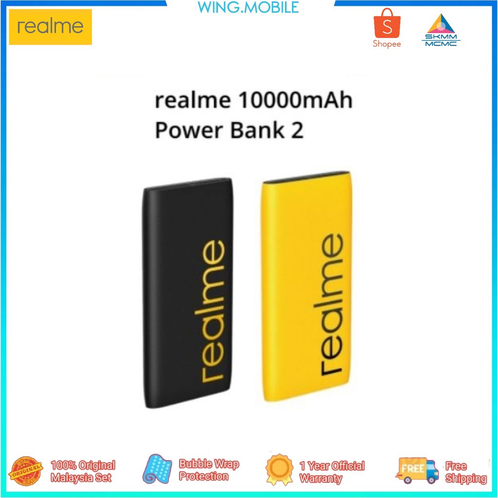 Realme Powerbank 2 10000mAh | 18w Fast Charge | Shopee Malaysia