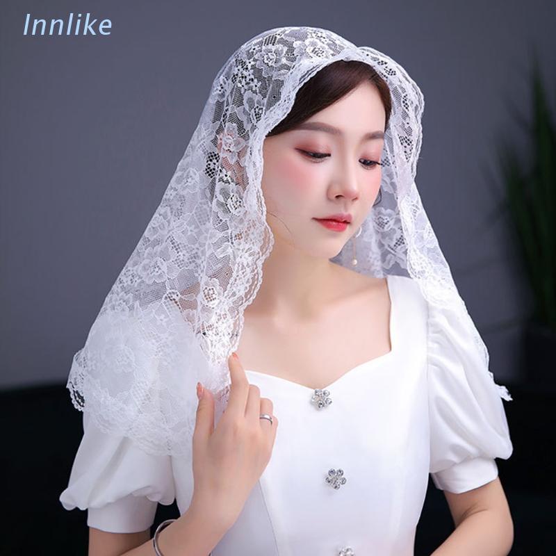 INN Chapel Veil Mantilla Veils Latin Mass Flower Embroidered Head ...