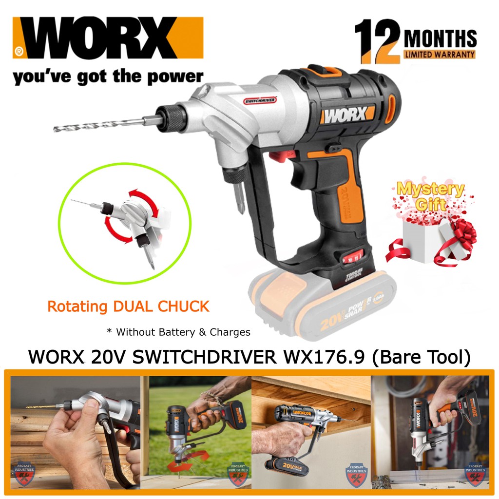 WORX WX176.9 20V SWITCHDRIVER BARE TOOL SWITCH DRILL DRIVER