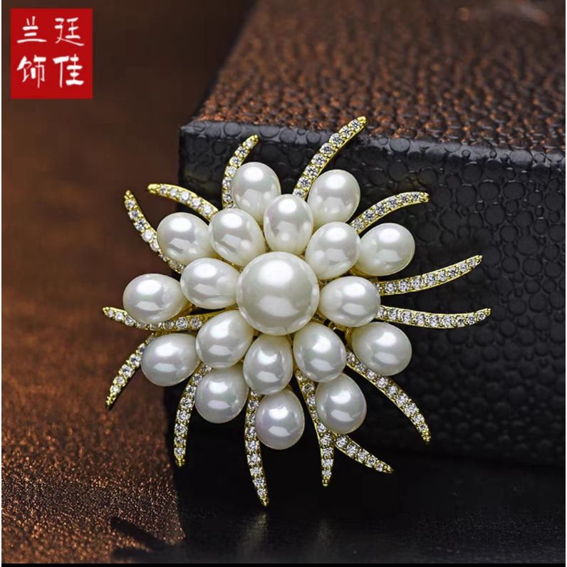 High Class Coral Full Of Pearls Premium Pin Brooch Mutiara Korean ...