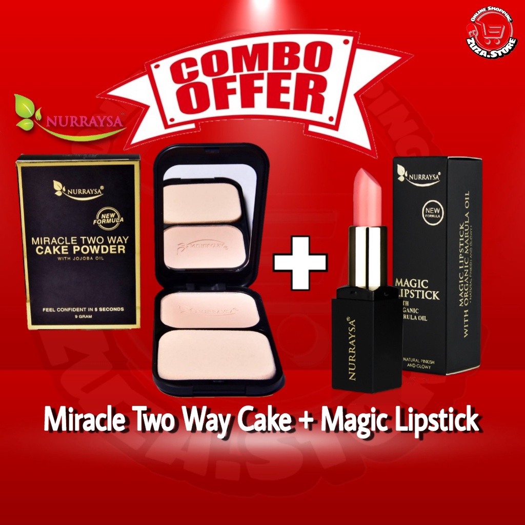 Hot Set Nurraysa Miracle Two Way Cake Magic Lipstick 100 Original Hq Shopee Malaysia 7118