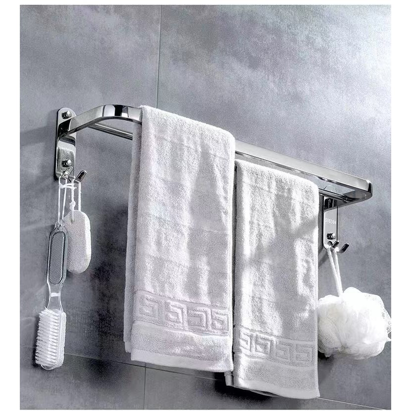 Punch Free Wall Mounted SUS 304 Stainless Steel Double Rod Bathroom ...