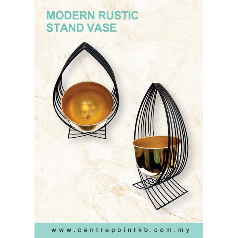 Modern Rustic Stand Vase / Pasu Viral Gold Black | Shopee Malaysia