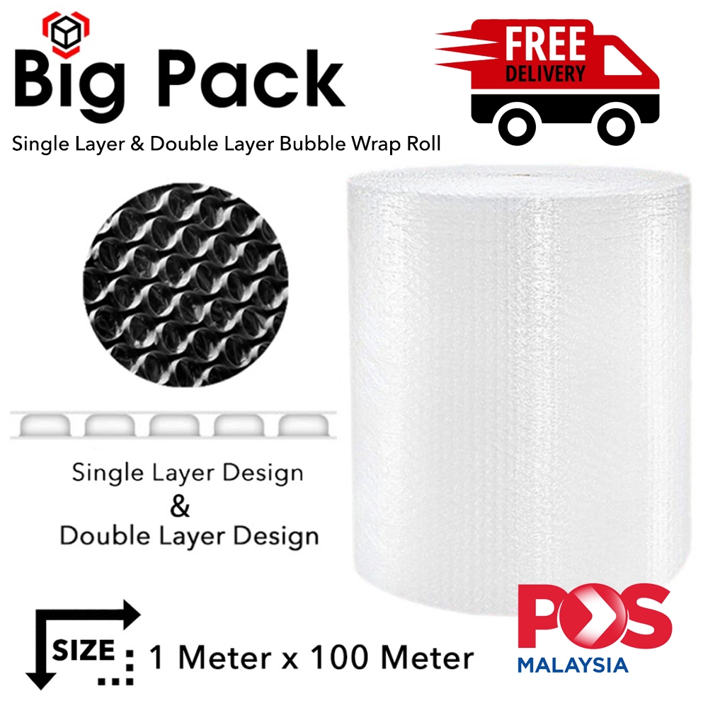 (FREE SHIPPING) BIG PACK Air Bubble Wrap 1M x 100M Fragile Safe Protect