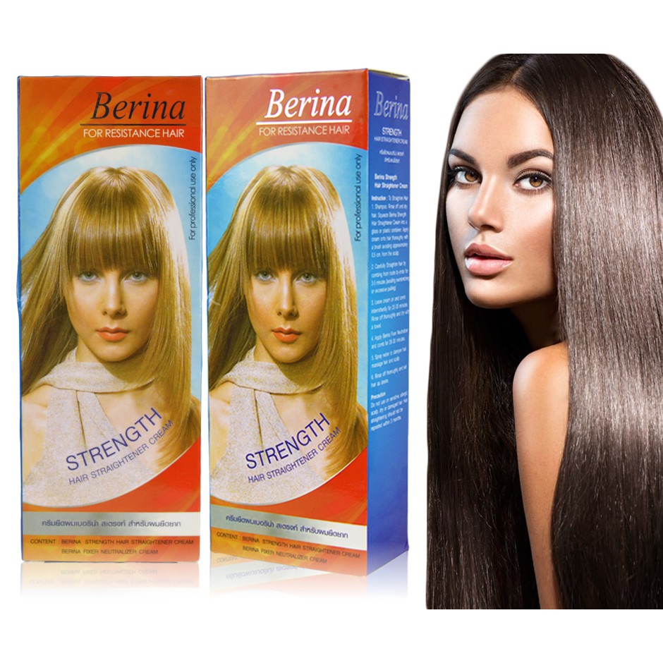 Berina strength hair straightener hotsell cream with fixer neutralizer