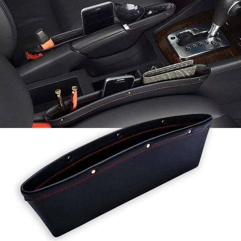 Leather Car Seat Gap Filler Car Seat Side Console Slit Caddy Storage Box  Pad Pocket (1 PC)