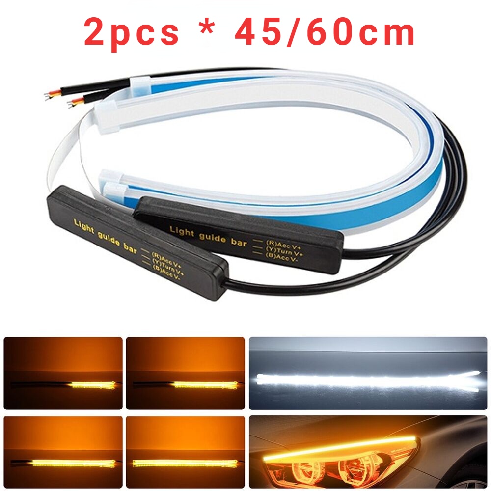 thumbnail image 2 of 2x 60cm RGB Slim Sequential LED DRL Strips – Turn Signal – Remote Headlight Accent 2 of 3