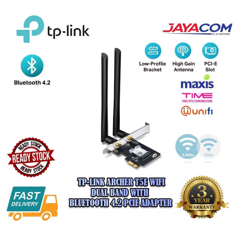 Tp-Link Archer T5E Wifi Dual Band With Bluetooth 4.2 Pcie Adapter ...