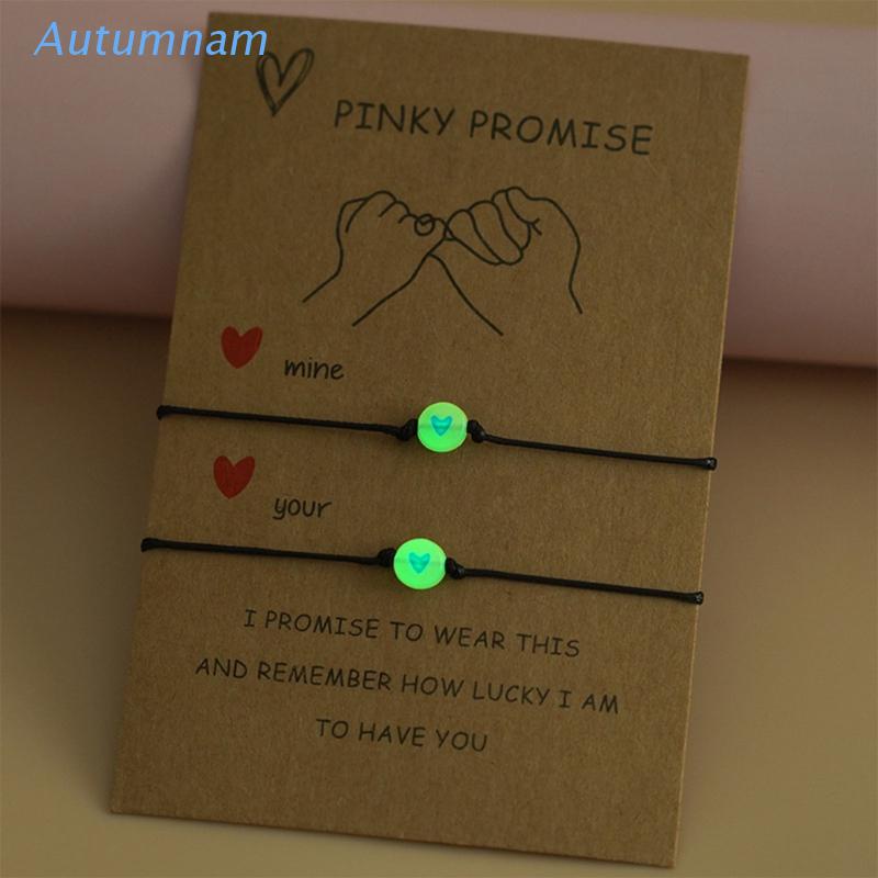 AUTU 2x Pinky Promise Bracelets Friendship Couple Matching Bracelet Luminous Heart Bead Elastic Rope Valentine s Day Gift Shopee Malaysia