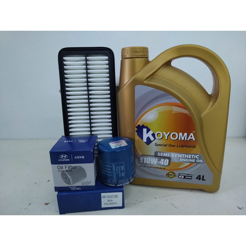 KIA PICANTO 1.1, NAZA SURIA AIR FILTER + OIL FILTER + KOYOMA 10W40 SEMI