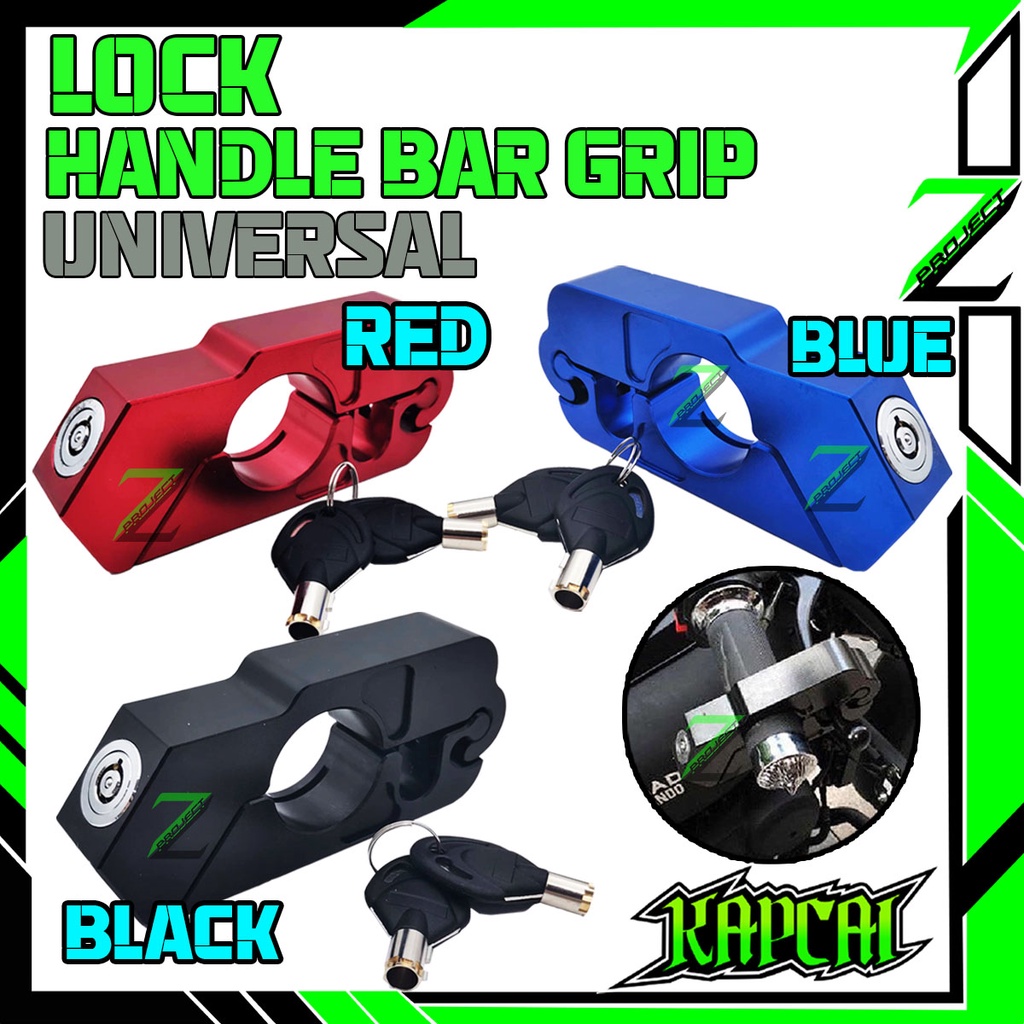 Kapcai Lock Handle Bar Grip Steel ( Besi )Universal Red / Black / Blue