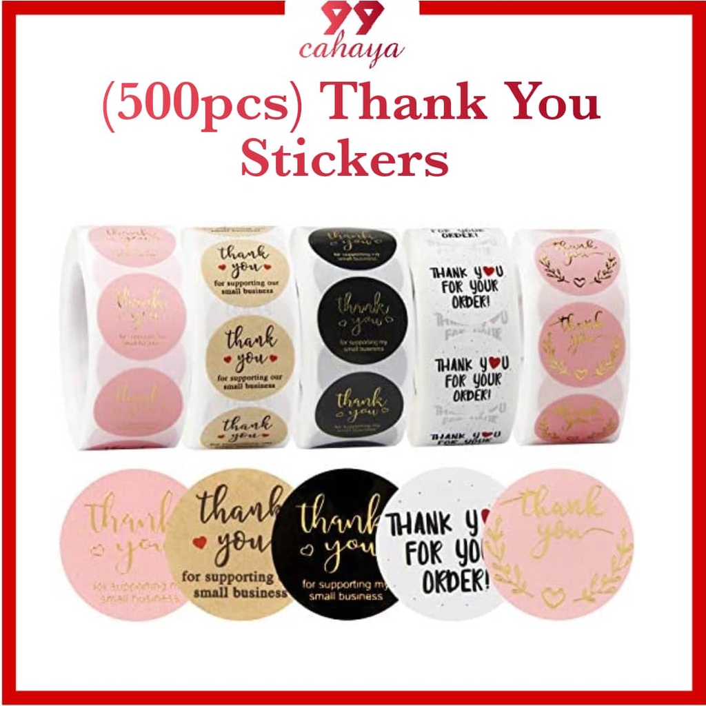 (500 Pcs) Thank You Sticker Seal Label Sticker Stiker Terima Kasih ...