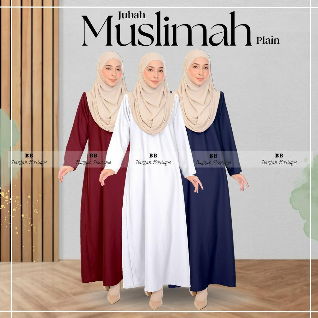 JUBAH MUSLIMAH PLAIN COMO CREPE SIZE S TO 3XL MURAH HARGA | Shopee Malaysia