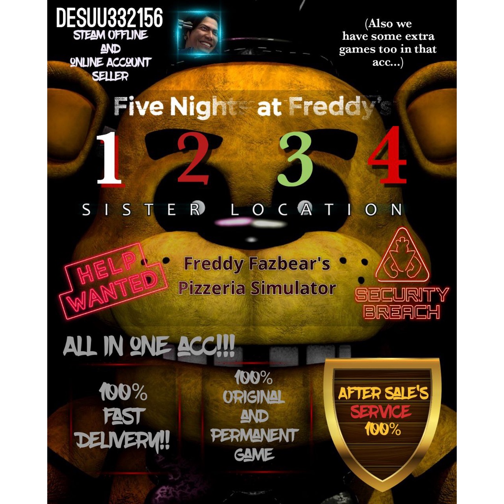 Five Nights at Freddy's: Security Breach ALL DLC STEAM PC ACCESS GAME  SHARED ACCOUNT OFFLINE