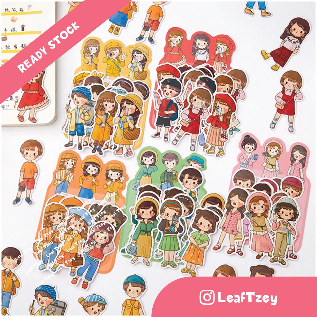 🍀LeafTzey🍀20 Pcs Lovely Boy & Girl Series Stickers Pack Student Diary ...