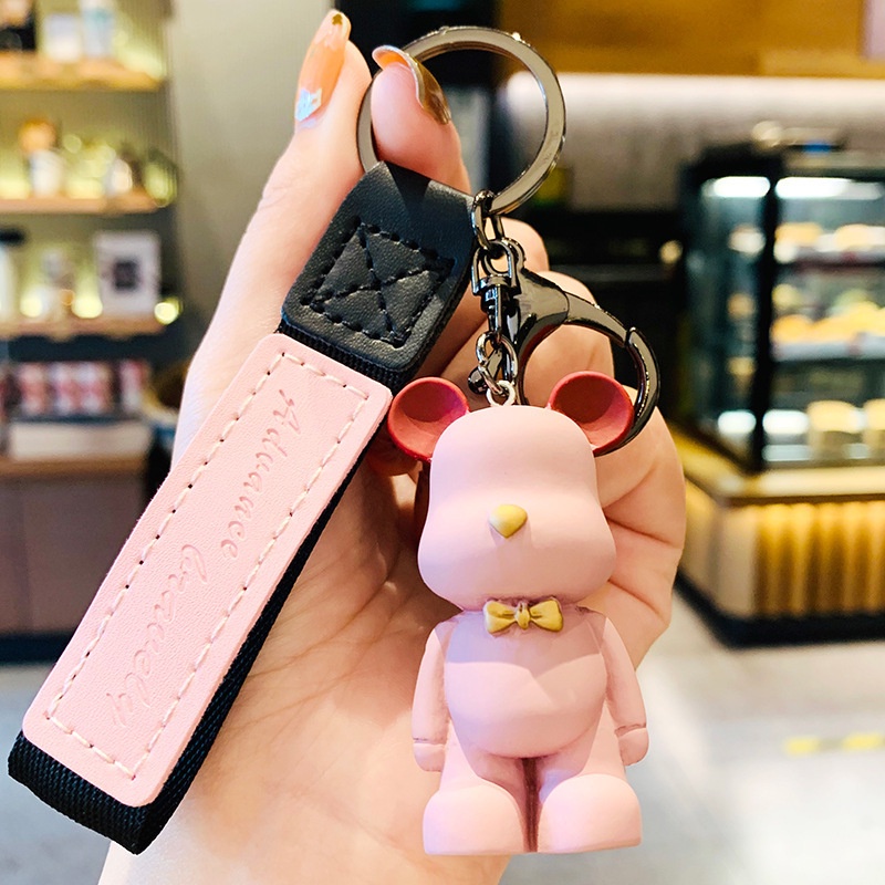 Fashion Bow Tie Bear Keychains Boy Girlfriend Leather Animal Key Chain Cute Bag Charms Keyring Couples Pendant Jewelry Shopee Malaysia