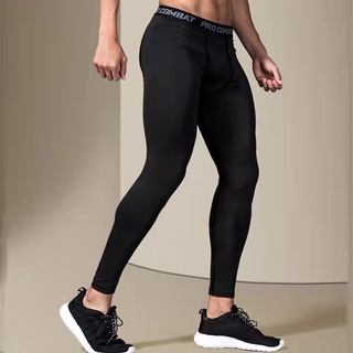 S - 3XL) PRO COMBAT Tight Pants Men leggings Gym Hiking Running Football  Quick-Drying Sport Pants Seluar Sukan 运动紧身裤男 1/2 Length (Black) S
