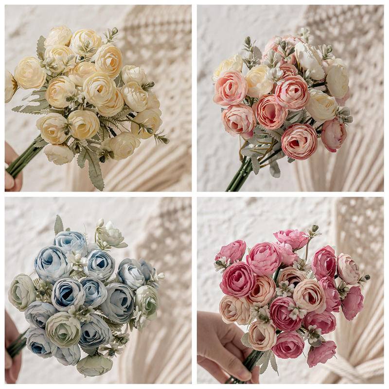 18 Heads bouquet tea rose artificial flower manufacturers home