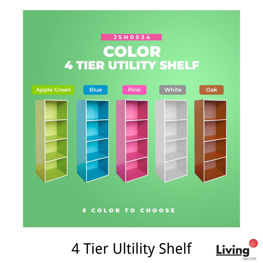 4 Tier Utility Shelf Book Shelf Multipurpose Rack Wooden Book Shelf