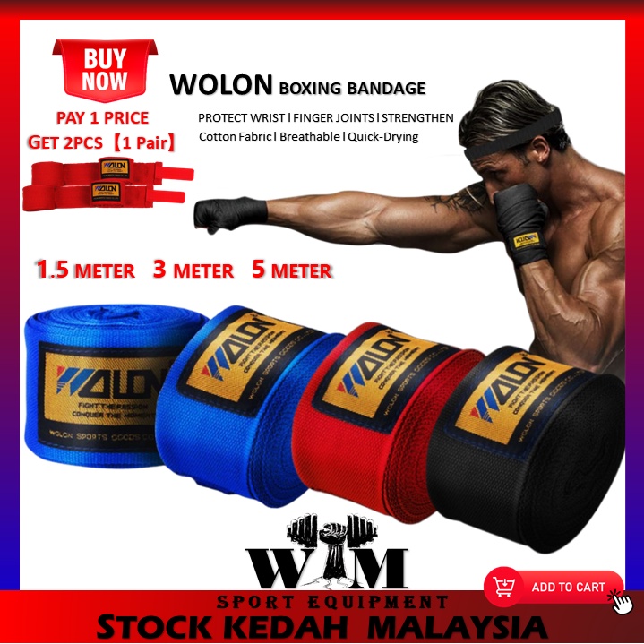 【WM GYM】[2Pcs/Pack] Boxing Hand Wrap Wraps MMA Muay Thai Kick Boxing
