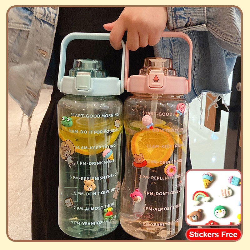 Water Bottles Kawaii Shaker Pastel With Straw 700ml900ml Plastic