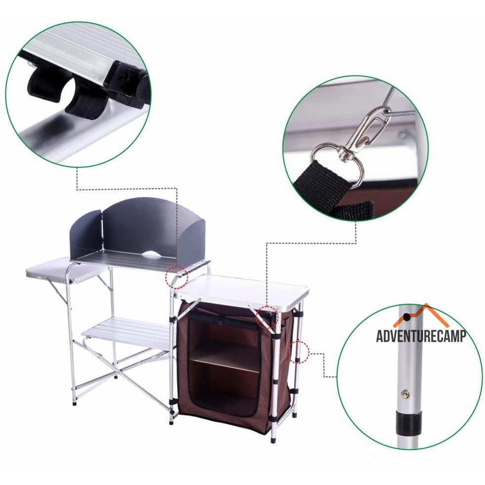 thumbnail image 2 of CampLand Folding Outdoor Cooking Table - Portable Aluminum Camp Kitchen With Storage (Black, 3-Bag) 2 of 14