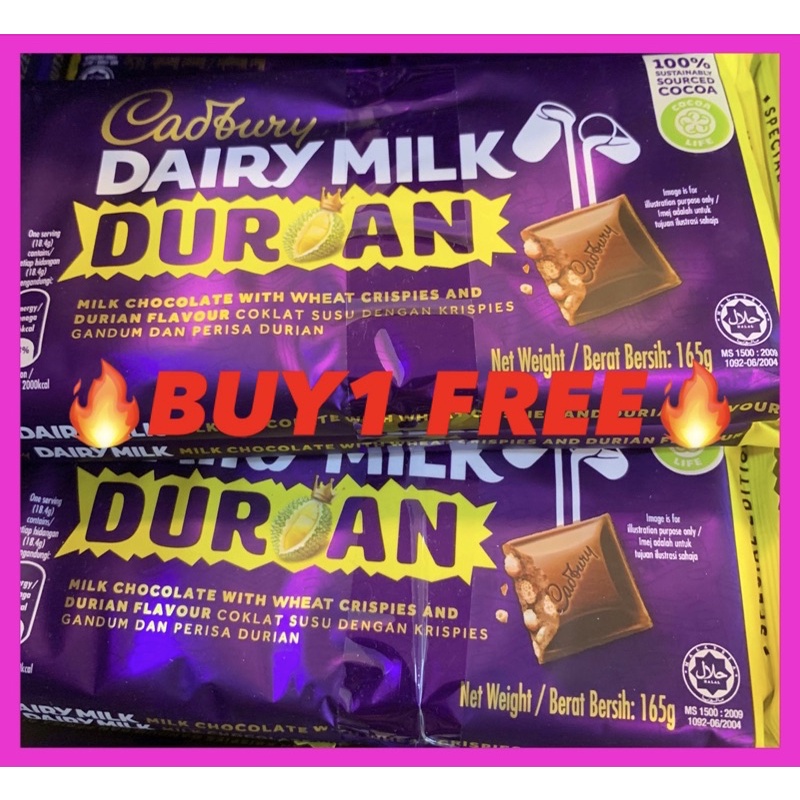 DURIAN CHOCOLATE Buy1 Free 1 Cadbury Dairy Milk Durian Cadbury 165g x2