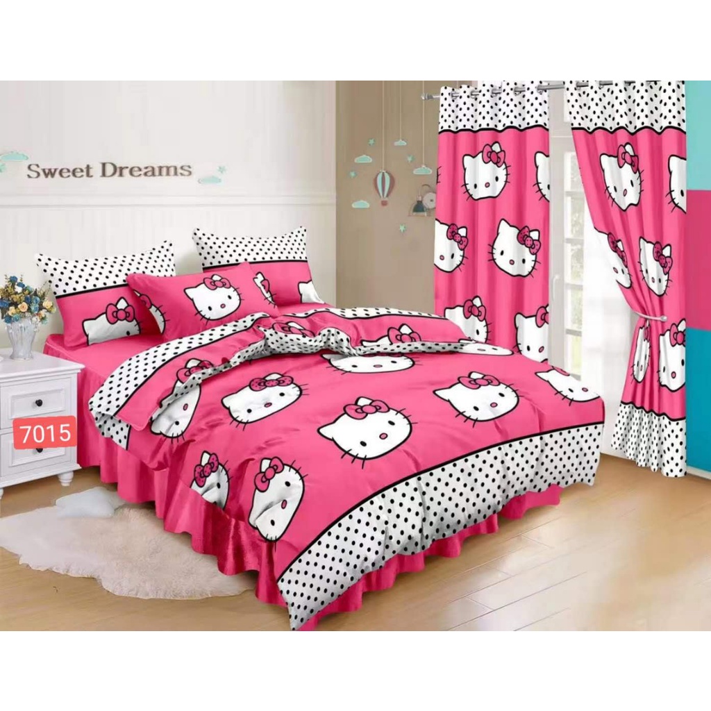 New Hello Kitty Bed Sheet 4In1 Set Single/Double/Queen/King Size